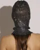 Y2K Balaclava Sparkly Diamonds Hat Turban Women Hollow Fishnet Rhinestone Headhood Club Rave Party Head Mask Headwrap Headcover 231229
