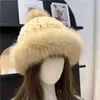 Autumn and Winter Cute Otter Rabbit Hair Sticked Fur Hat Fox Hair Ball Sweet Princess Hat Female Ear Protection Outdoor Sports 231229