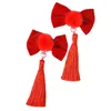 Hair Accessories Baby Circles Pins Red Bow Ornament Christmas Year Korean Clips For Women Girls