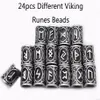 24pcs Top Zilver Noorse Viking Runen Bedels Kralen Bevindingen voor Armbanden voor Hanger Ketting Baard of Haar Vikings Rune Kits283e