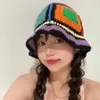 Colorful Knitted Hat New Women Girl Handmade Crochet Bucket Hats Y2k Fashion Summer Beach Korean Hollow 230920