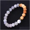 Perles de glace naturelle Crack Agate Strands Bracelet Pierre volcanique Lava Perles en bois Diffuseur d'huile essentielle Bracelets Bijoux de mode Dro Dhj7W