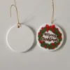 Christmas Decorations Sublimation Ceramic Hanging Pendent White Round Shaped Tiles Ornament Decoration Small Craft Natale