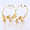 Hoop & Huggie MOFLO Gold Plating 55mm Oversized Round Circle Earrings 3D Insect Butterfly For Christmas Gift1272H