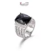 Ringen Geverfd Draad Prismatische Zwarte Ring Damesmode Geplatineerd Micro Diamond Trend Veelzijdige Style2522