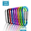 Carabiners 100Pcs Clips Aluminum D Ring Shape Spring Snap Keychain Carabiner For Outdoor Cam Hiking Sport Accessories Drop Delivery Dhnuz