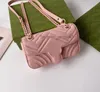 Women Designer Marmont Quilted ShoulderMacaron Soft Genuine Leather With Chain Lady Classic CrossbodyMini Wallet