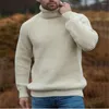 Men's Sweaters 2024 Thick Warm Turtleneck Sweater Solid Autumn Winter Retro Knitted Pullovers Simple Men Clothes High Collar Loose Tops