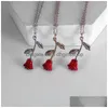 Pendentif Colliers Romantique Rose Rouge Collier Saint Valentin Cadeau Mode Pour Petite Amie Designer Femmes Bijoux Accessoires Drop Deli Dh1Hs