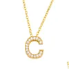 Pendant Necklaces Women 18K Gold Crystal Necklace English Initial Chains Letter Fashion Jewelry Will And Sandy Gift Drop Delivery Pen Dhdyu