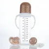 Miyocar Pink Sparkling Bling Rhinestone Pacifier och Baby Bottle Set -Perfect Luxiös gåva till din lilla 0-6m 231230