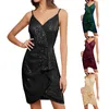 Casual Dresses Halter V Neck Sequin Dress Tight Ladies Choker Party Easter