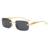 Sunglasses Men's Cheetah Decorated Frameless Square Colored And Women's Retro Leopard Head Metal