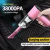 Aspirapolvere per auto rosa 38000Pa Super aspirazione ad alta potenza Pulizia a umido e a secco Peli di gatto Pet portatile Mini palmare 231229