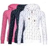 Hoodies femininos S-5XL feminino casual manga comprida zip up suéteres impressos soltos com cordão com capuz e bolsos