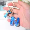 Anahtar halkalar initivter anahtarlık anahtarlık reçine mavi aşk el yapımı kristal epoksi kelebek püskül kolye kadınlar için kızlar bırak