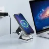 Ny 3 i 1 vikbar magnetisk trådlös laddningsstativ för Samsung iPhone 15, 14, 13 Pro/Max/Plus, AirPods 3/2 Station Dock Fast Charger Holder Holder