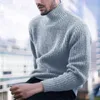 Men's Sweaters Men Casual Loose Knitted Sweater Turtleneck Solid Striped Pullovers Autumn Winter Warm Plush Jumper Crop Tops