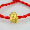 Pulseira 999 24K Solid Yellow Gold Bracelet/ Bless Cat Lucky Red Weave Weave String Bracelet 1g