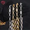 11Mm Hiphop Iced Out 2 Row Square Box Gold Plated Sier Moissanite Cuban Link Chain