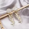 Moda feminina designer brincos orelha marca 18k banhado a ouro designers geometria letras brinco de cristal festa de casamento jewerlry c311l