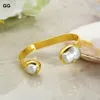 Bangle GuaiGuai Jewelry 15x21MM Natural White Baroque Keshi Pearl Gold Color Plated Bangle Bracelet