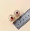 Boxes India Bridal Suower Accessoires goldfarbene Clip-Ohrringe und Halskette, luxuriöse Dubai-Granat-Schmucksets für Damen, Armband