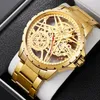 腕時計ウサイL112メンズウォッチライトラグジュアリーゴールドファッションホローホロージオメトリカレンダーラミナス防水トレンディな男性の時計時計
