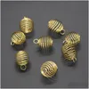 Charms Sier Plated Spiral Bead Cages Pendants Findings 9X1M Jewelry Making Diy276B Drop Delivery Components Dhzzq