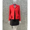 Kvinnors kostymer 2024 Spring High Quality Silk Wool Ivory Red Flower Appliques Woman Blazers