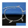 Bracelets de cheville 925 bracelets en argent Sterling pour femmes bijoux de pied incrusté Zircon Bracelet de cheville sur une jambe personnalité cadeaux livraison directe Dhy14