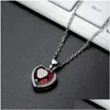 Pendant Necklaces Update Red Diamond Heart Necklace Stainelss Steel Chain Women Girls Green Crystal Fashion Jewelry Gift Drop Delive Dhbf9