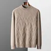 Мужские свитера, осенне-зимний кашемировый свитер из мериносовой шерсти с полувысоким воротником, толстый пуловер, свободная вязаная нижняя рубашка