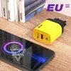 Lumière bleue 120W accord complet USB port unique ambre jaune adaptateurs muraux chargeur de téléphone adapté pour iphone Samsung téléphone intelligent