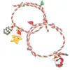 Bracelets à breloques Bracelet de couple tressé de Noël Cadeau d'ami (avec étoiles) Fil de cadeaux d'amitié pour couples assortis