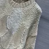 Blusas femininas frisadas artesanais crochê camisola moda casual confortável 2024 outono e inverno 1023