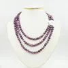 Choker 3 صفوف 8-9mm burgundy قلادات اللؤلؤ الباروك الطبيعية. رائعة وجميلة. مجوهرات حفلات المرأة