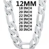 solida collana in argento sterling 925 per uomo classica catena cubana da 12 mm 18-30 pollici fascino gioielli di moda di alta qualità matrimonio 220209270p