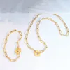 Chaînes en acier inoxydable Curb Paperclip Fleur géométrique OT Boucle Bracelet Colliers pour femmes Colliers imperméables Bijoux de mode Cadeau