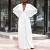 Casual Dresses Loose Pleated Dress Slim Fits High Waist Elegant Y2K Women's Summer Solid Color V-neck Batwing Sleeve Maxi