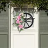Decorative Flowers 2024 Spring Wheel Wreath Pin K Simulatedes Green Plant Outdoor Courtyard Door Hanging Decoration
