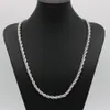 Chaîne de corde classique de 24 pouces, épaisse et solide, en or blanc 18 carats, collier pour femmes et hommes, chaîne à nœud ed 6mm de large, 243s