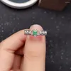 Bagues de cluster Vintage Gemstone Bague en argent pour un usage quotidien 3mm Naturel Emerald 925 Bijoux Cadeau Femme