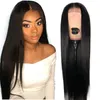 Wigs Pre Plucked Silky Straight Human Hair Wigs Synthetic Middle Part Fashion Black Women Heat Resistant Natural Long Black Full Lace F