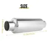 Silver Car Exhaust Muffler 2.5 Inch Inlet Stainless Steel Universal Resonator 12 Long Performance