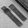 Ремешки для часов 20 мм 22 мм Стальной сетчатый ремешок Премиум-сменные черные наручные часы Изысканный ремешок для часов с пряжкой-крючком