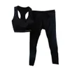 Projektantka czarna kamizelka sportowa metalowe legiki Kobiety letni strój jogi litera wydruku wyściełane topy zbiornikowe elastyczne spodnie gimnastyczne