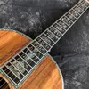 39 Inches Real Abalone Ebony Fingerboard All Solid Koa Wood Acoustic Guitar