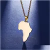 Collane con ciondolo Collana con mappa Africa da uomo Mappe in acciaio inossidabile Catene d'oro Gioielli di moda Hip Hop per le donne Uomo Will e Sandy Dro Dhs2N