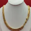 Chaîne Super Cool à la mode pour hommes, collier à maillons cubains à Double bordure en or fin massif jaune 24 carats, 600MM 10MM218a